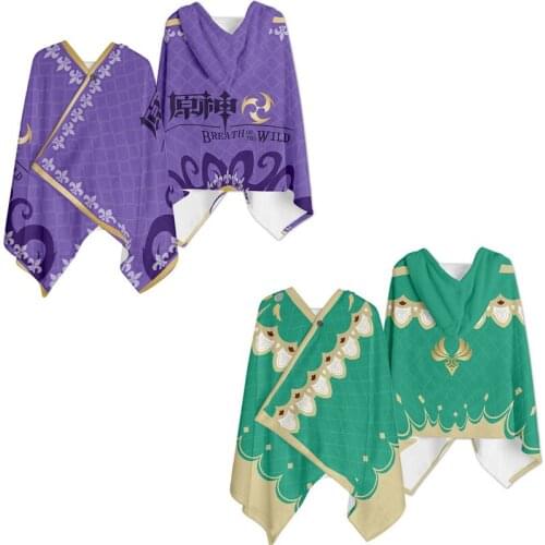 2021 new game Genshin Impact hooded cape cloak KEQING VENTI LISA animation peripheral plush cape blanket toy gift