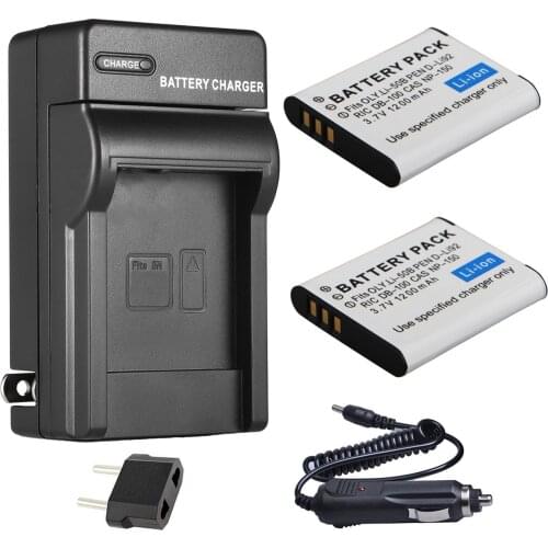 Battery (2-Pack) + Charger for Panasonic HX-WA2, HX-WA03, HX-WA03W, HX-WA3, HX-WA20, HX-WA20EB-W, HX-WA30 Full HD Camcorder