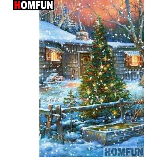 HOMFUN Full Square/Round Drill 5D DIY Diamond Painting "Tree scenery" Embroidery Cross Stitch 5D Home Decor Gift A17718