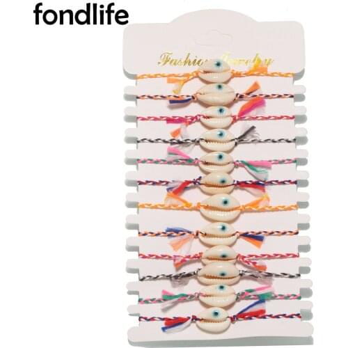 White Cowrie Seashell Evil Eye Embroidery String Braided Bracelet Women Kid 2021 New Fashion Cord Adjustable Summer Jewelry Gift