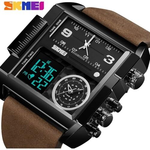 SKMEI Luxury Top Men Quartz Analog Digital Sports Watches Fashion Military black Watch Mens Waterproof Clock relogio masculino