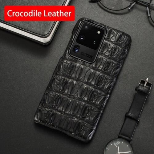 Natural Crocodile Leather Phone Case For Samsung Galaxy Note 20 10 9 8 S20 Ultra S10 S10e S9 S8 Plus Luxury Alligator Tail Cover