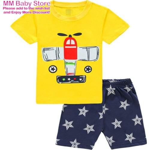 Kids Boy Summer Clothes T-shirt+Shorts 2 Piece Baby Boys Casual Clothing Sets Kids Cartoon Infant Clothes Stuff For 1-7Years