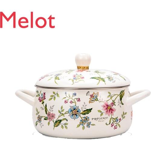 Enamel Pot Cast Iron Pot Enamel Pan Double-Ear Soup Pot Household Saucepan