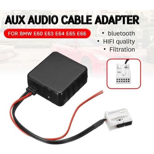 For BMW E60 E63 E64 E65 E66 E81 E82 E87 E70 E90 E91 E92 Cable Adapter Hifi Quality for 12 Pin Head Unit bluetooth Aux Receiver