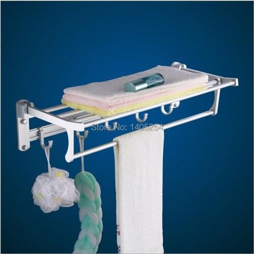 Space aluminum towel rack towel rack bathroom accessories collapsible thickening upgrade all copper fittings factory wholesale