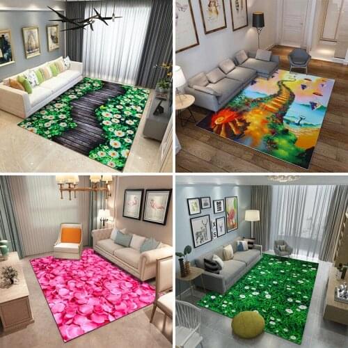 3D printed Pastoral flowers carpets for Living room bedroom flower rug and carpet Bedside Antislip blanket tapis salon alfombra
