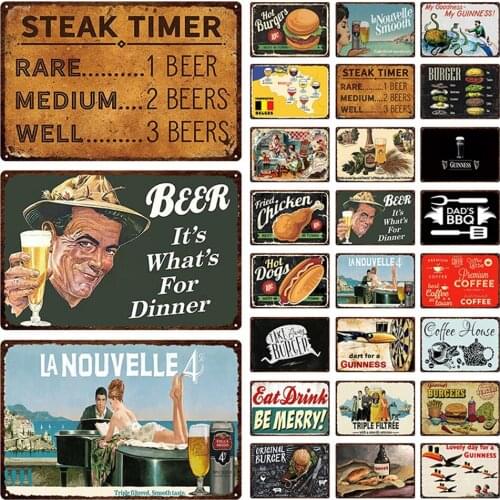 Coffe House Beer Bar Metal Sign Coffee Tin Sign Vintage Metal Sign Plaque Metal Vintage Wall Decor for Kitchen Coffee Bar Cafe