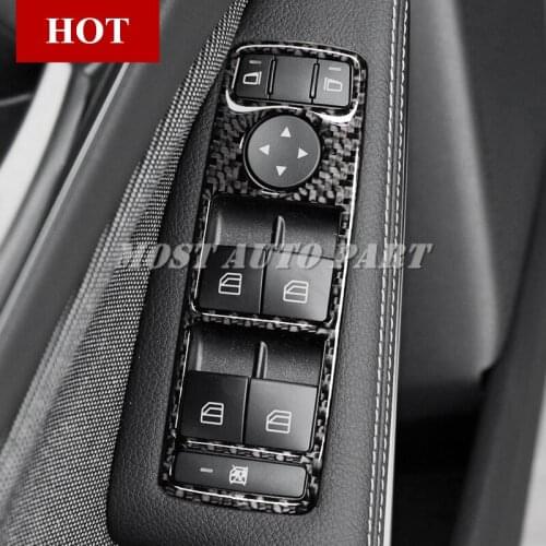 Carbon Fiber Car Door Window Button Trim Cover For Benz GLK X204 2008-2015 Car accesories interior Car Trim
