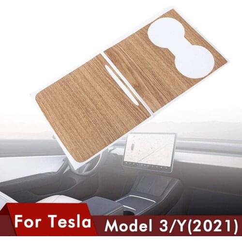 Wood Grain Car Stickers Central Control Panel Sticker For Tesla Model 3 Interior Protective For Tesla Model Y Three Wood Console