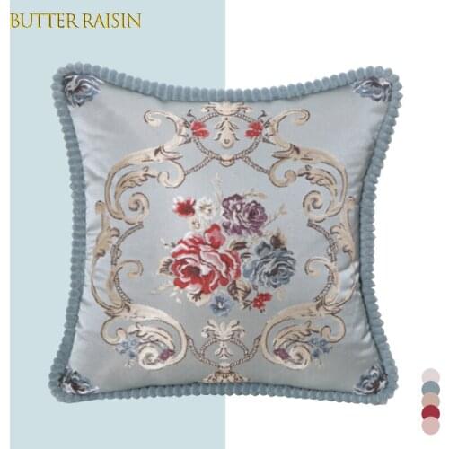 Embroidery Cushion Cover Decorative Cushions Sofa Throw Pillow Case European Style Luxury Jacquard Pillow Cover For Living Room