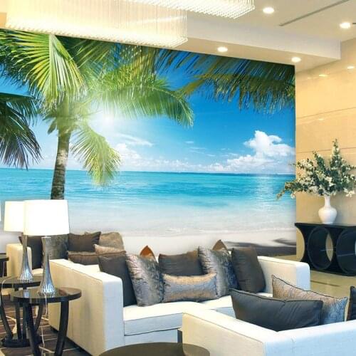 Beibehang Custom papel de parede simple and stylish sofa backdrop wallpaper 3D wallpaper TV wall covering large sunny sea view