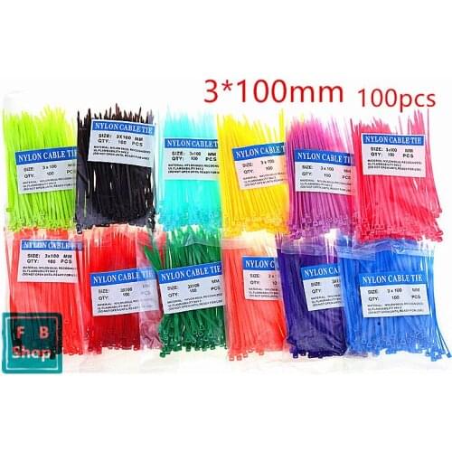 100pcs 3*100mm Cable Tie Colorful Self-Locking Nylon Wiring Accessories