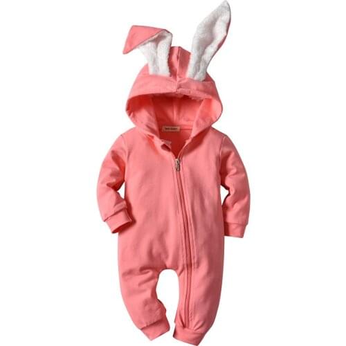 Rabbit Hooded Pink Baby Autumn Winter Overalls Baby Girls Costume 2020 Newborn Clothes Rompers for Boys Jumpsuit Infant Clothing
