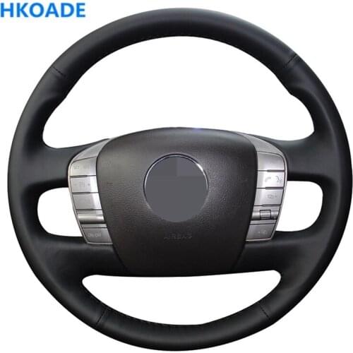 DIY Black Genuine Leather Hand-stitched Car Steering Wheel Cover for Volkswagen VW Phaeton 2011 2012 2013 2014 2015