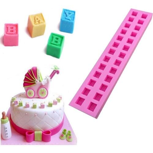 DIY Baby Alphabet Block Silicone Cake Mold Letters Sugar Craft Fondant Cake Decorating Tools Chocolate Gumpaste Molds