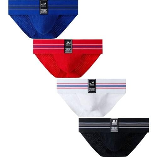 JOCKMAIL 4 Pack Men Underwear Sexy Briefs Jockstrap Fashion Mens Briefs Cotton Cuecas Gay Underwear Penis Bikini Men Slip Homme