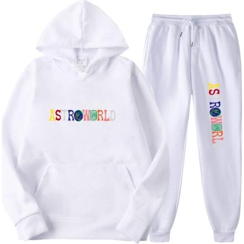 TRAVIS SCOTT ASTROWORLD HOODIES Letters Print Sweatshirt+Sweatpant Mens Pullover Sweatshirt Hoodie Sports Pants tracksuit Unisex