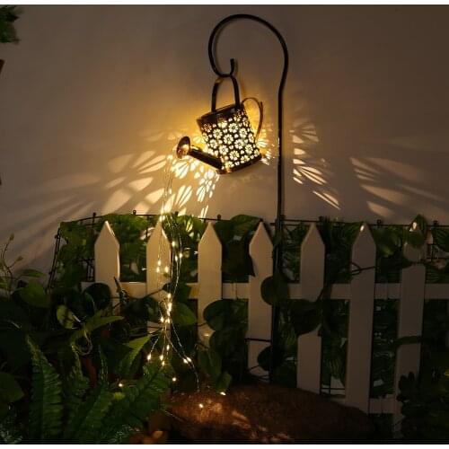 Solar Watering Can Lamp Outdoor LED Garden Kettle Decorative Light Yard Patio Decoration Hollow-out Lantern for Garden Path Lawn