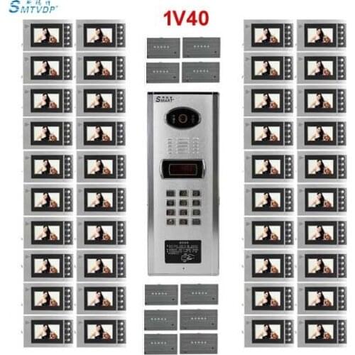 Building Home security Video Intercom System for 40-apartments 4.3" LCD Video Door Phone IR Video Doorbell in stock