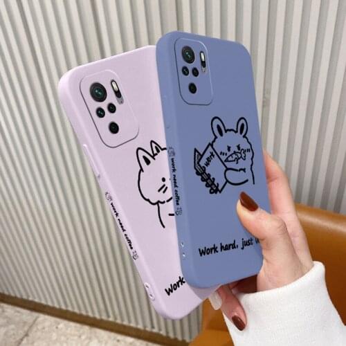 Hard Working Cat Camera Lens Protect Case For Xiaomi RedmiNote 10 9 8 7 Soft Liquid Silicone Phone Cover For Redmi 9 K40 K30 K20