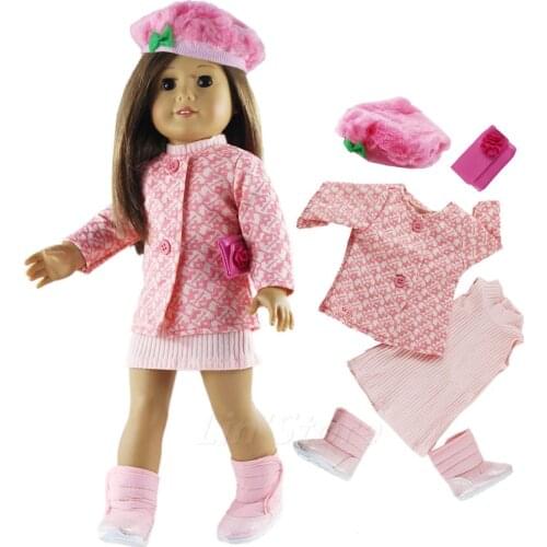 1 Set Doll Clothes Pink Outfit Coat+dress for 18" inch American Doll Many Style for Choice