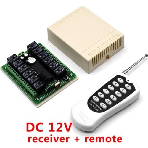 12V DC 12 Channel Relay RF Switch Remote Control Transmitter Receiver 433.92Mhz