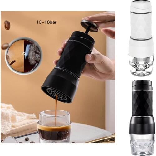 120ML Portable Espresso Making Machine Compatible Capsule & Ground Coffee Manual Coffee Maker for Travel Office