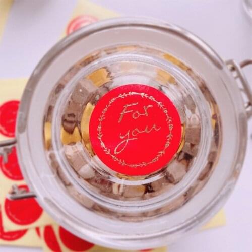 120pcs/lot Round For you bronzing Red Handmade Cake Packaging Sealing Label Sticker Baking DIY Party Gift Box Stickers