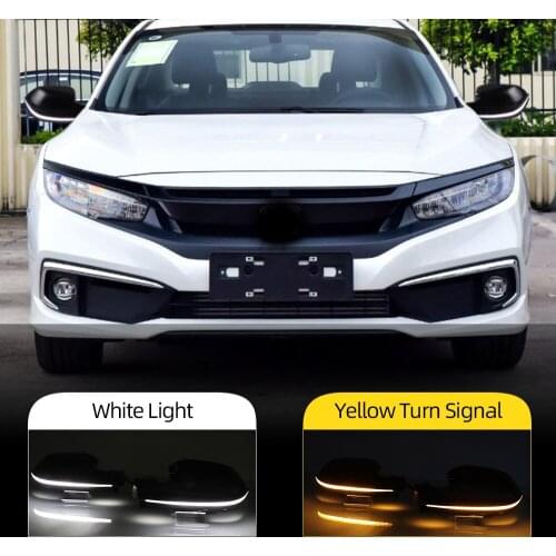 2PCS LED Mirror Cover For Honda Civic 2016 2017 2018 2019 Flowing Side Rear-View Replacement Blinker Turn Signal DRL