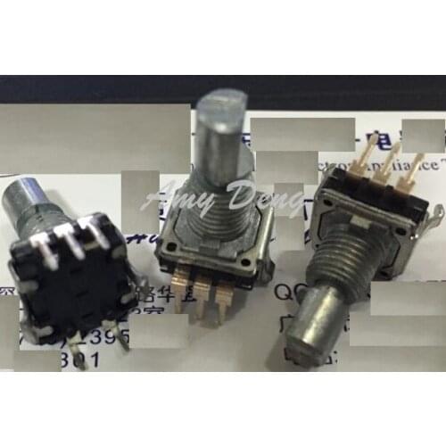 20pcs/lot EC11 type encoder with switch 30 posioning 15 pulse shaft long 15mm with thread EVYBAN20215B