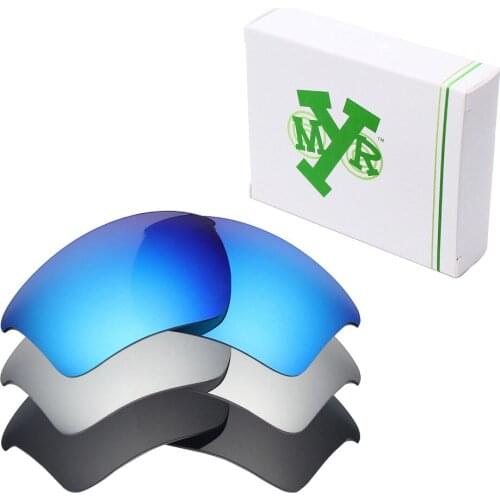 3 Pairs Mryok POLARIZED Replacement Lenses for Oakley Half Jacket 2.0 XL Sunglasses Stealth Black & Ice Blue & Silver Titanium