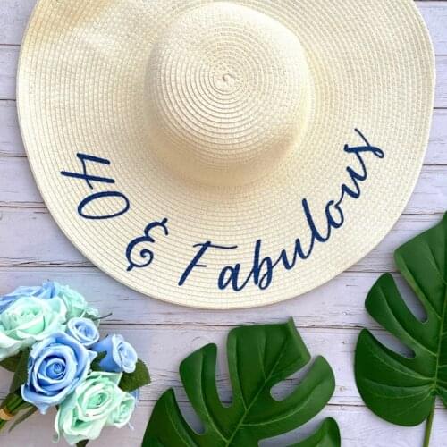 40 & Fabulous beach floppy hat forty years old 40th Birthday Party Decoration friend sister wife travel gift present Photo props