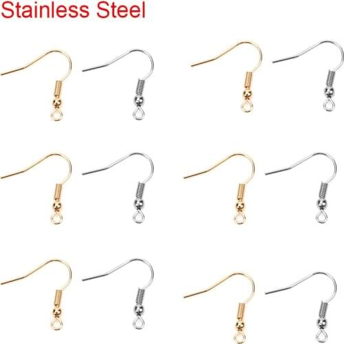 50pcs 20*20mm Golden Color Stainless Steel Hypoallergenic Diy Earrings Hooks Clasp Wire Findings For Jewelry Making Accessories