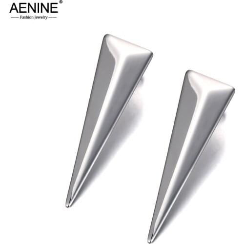 AENINE Punk 316L Stainless Steel Geometric Triangle Stud Earrings Bohemia Style Party Earrings Jewelry For Women Girls AE20082