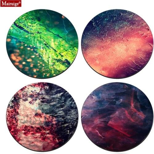 Black Mouse Pad Small Green Colour Texture Abstract Visual Arts Game Computer Pads Round Mousepad DIY Custom Desk Pad 20x20cm