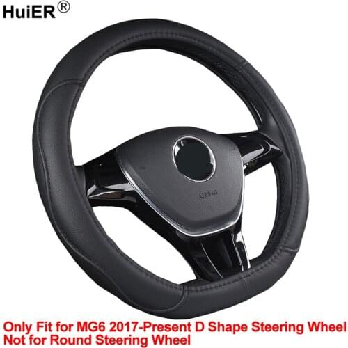 D Shape Car Steering Wheel Cover PU Leather For Only Fit For MG6 2017-Present Braid on the Steering wheel Volant Breathable