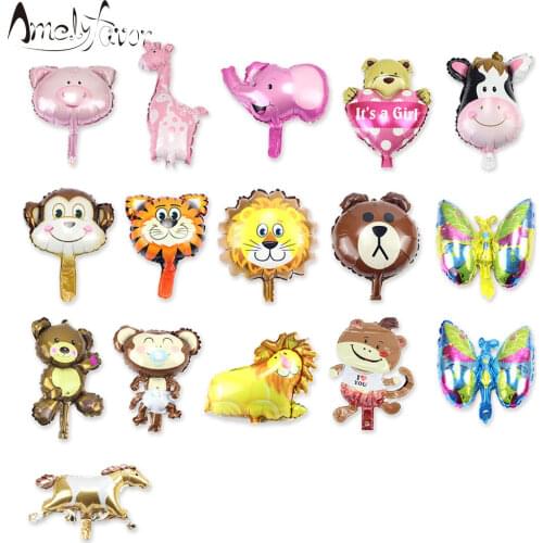 Safari Animal Balloons Birthday Party Decoration Lion & Monkey & Cow Head Safari Zoo Foil Balloons Toys