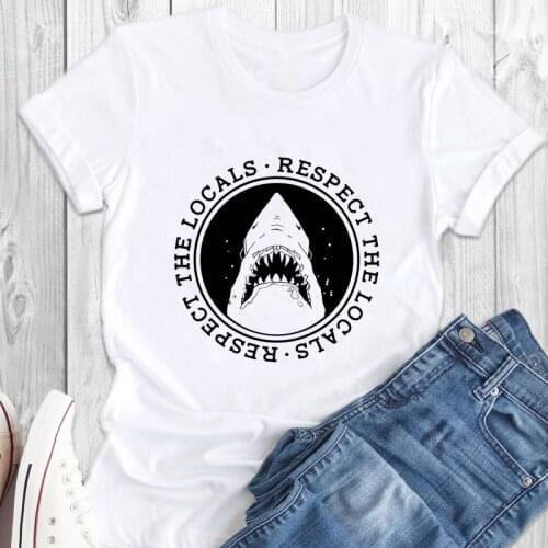 Respect The Locals Shark T-shirt Funny Unisex Short Sleeve Ethical Earth Day Tee Top Trendy Women Graphic Clean The Ocean Tshirt