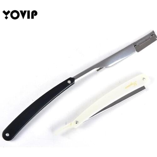 1pcs Men Shaving Barber Tools Hair Razor And Blades Antique Black Folding Shaving Knife Stainless Steel Straight Razor Holder