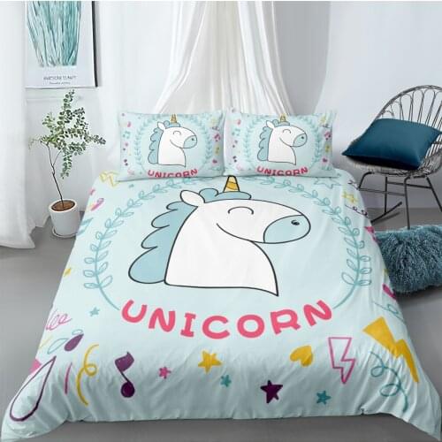 Bedding Set 3D Cartoon Duvet Cover Sets Unicorn Comforter Cases Pillow Cases Full Double Single Twin Queen King Size 160*220cm