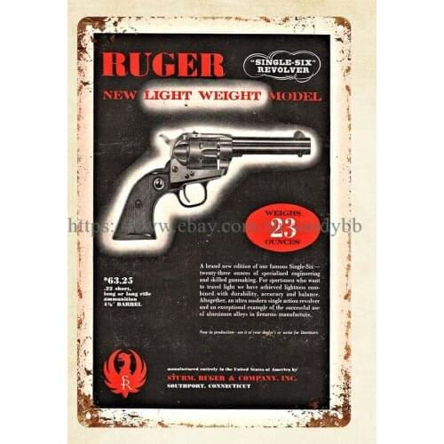 Kitchen decor 1956 RUGER Single Six New Light Weight Revolver metal tin sign