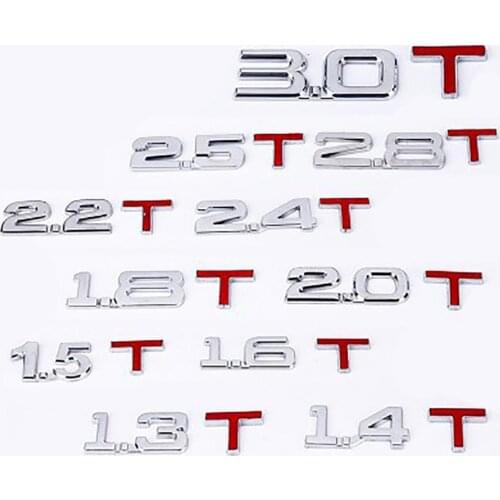 3D Metal 1.6 1.8 2.0 3.0 T Logo Emblem Badge Car Styling Stickers Decals Decor Metal cars are labeled with displacement Sticker