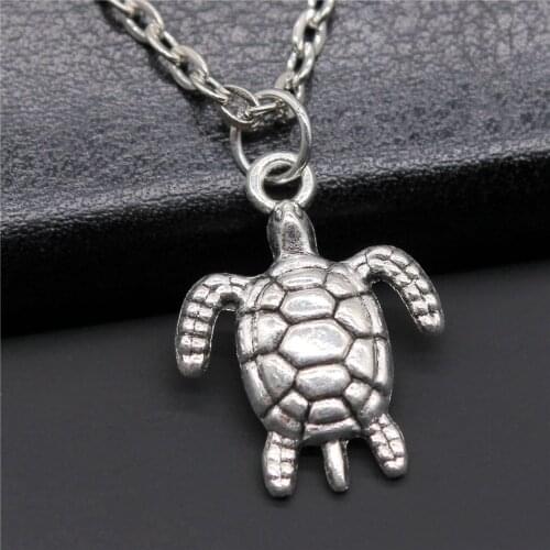 Fashion 2 Colors 23x17mm Turtles Charms Pendant Necklace For Women Lady Girl Jewelry Gift