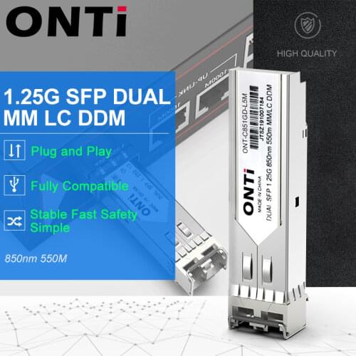 SFP Transceiver Module LC Gigabit Multimode Duplex Fiber Optical 1.25G 850nm 550m Compatible with Cisco/Mikrotik Switch DDM MM