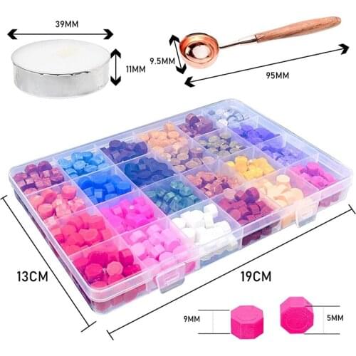 Wax Seal Set Containing 24 Color Wax Seal Beads Sealing Wax Heater Melting Spoon Handmade and Decorative Pencils