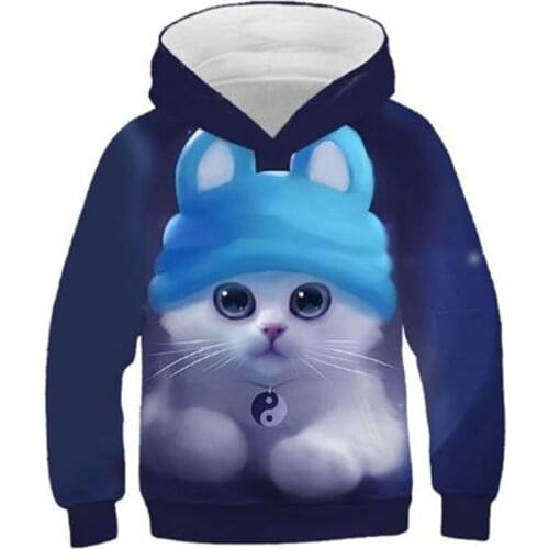 New Autumn Boys Girls Outwear Fashion 3D Hoodies Lovely Cat Panda Cartoon Print Children Hooded Sweatshirts Kids Pullovers