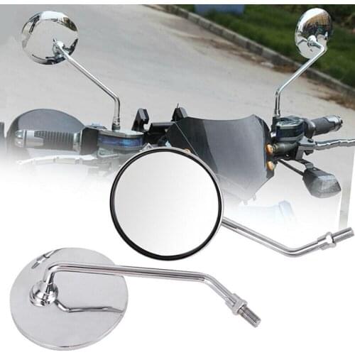 NEW-Motorcycle Rear View Rearview Side Round Mirrors Universal 10Mm Street Bike