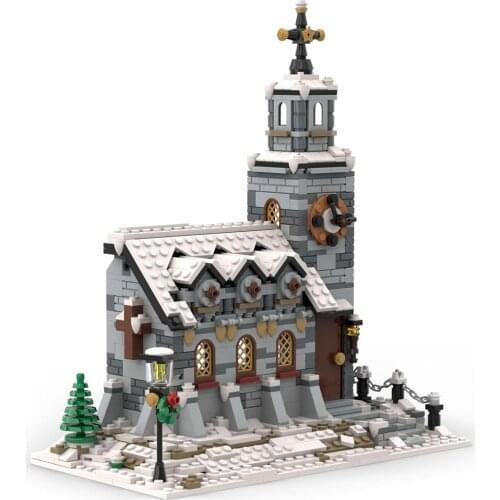 Ship within 18 days)1074Pcs MOC-58208 Little Winter Church Model Building Blocks Toy (Licensed and Designed by Little_Thomas)