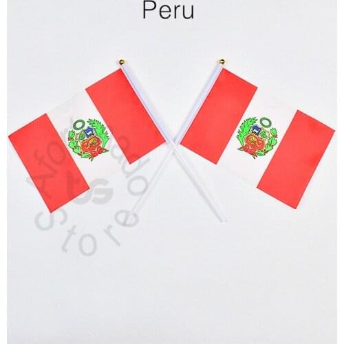 Peru 14*21cm flag Banner meet Parade party hand waving National flag Home Decoration flag banner